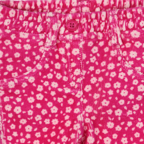 Pantaloni din catifea cu imprimeu floral pentru bebeluș, roz Benetton 260213 2
