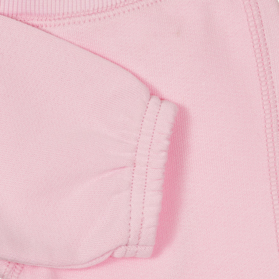 Pantaloni din bumbac cu aplicație urs pentru bebeluși, roz Benetton 260229 2