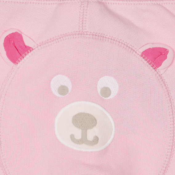 Pantaloni din bumbac cu aplicație urs pentru bebeluși, roz Benetton 260230 3