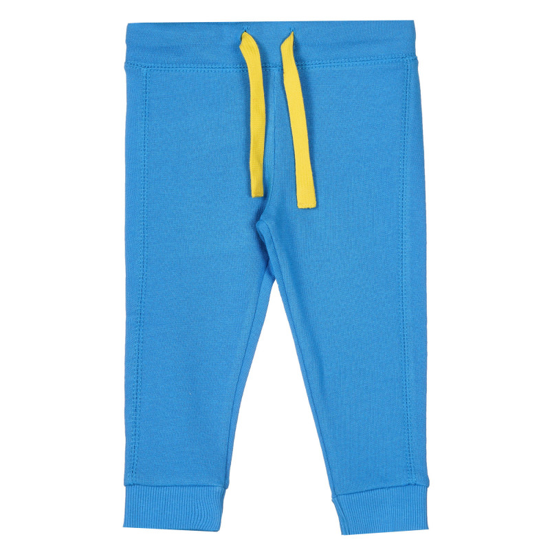 Pantaloni sport din bumbac cu accente galbene pentru bebeluș, albastru  260268