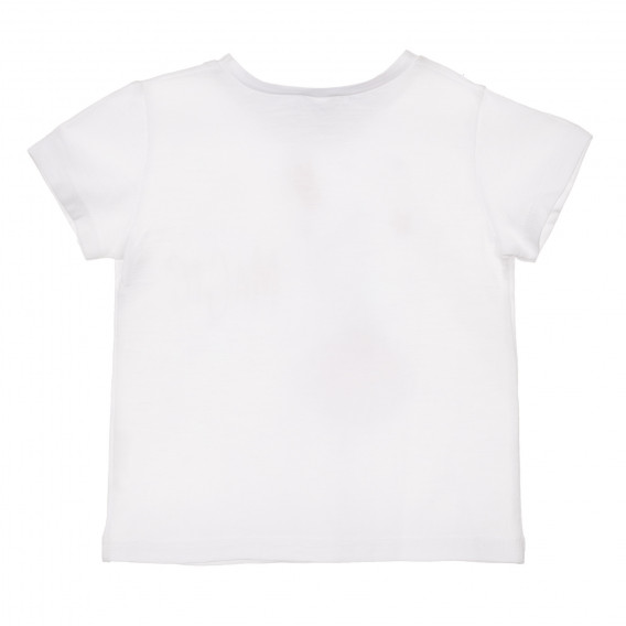 Tricou din bumbac cu imprimeu grafic, alb, marca Benetton Benetton 260445 4