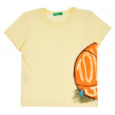 Tricou cu imprimeu pentru bebeluși, galben deschis Benetton 260501 