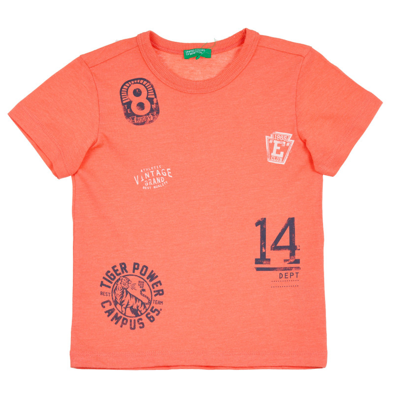 Tricou din bumbac cu imprimeu grafic pentru bebeluș, portocaliu  260529