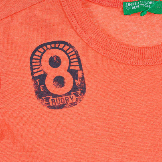 Tricou din bumbac cu imprimeu grafic pentru bebeluș, portocaliu Benetton 260530 2