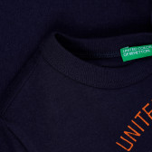Tricou din bumbac cu inscripția mărcii, bleumarin Benetton 260535 3