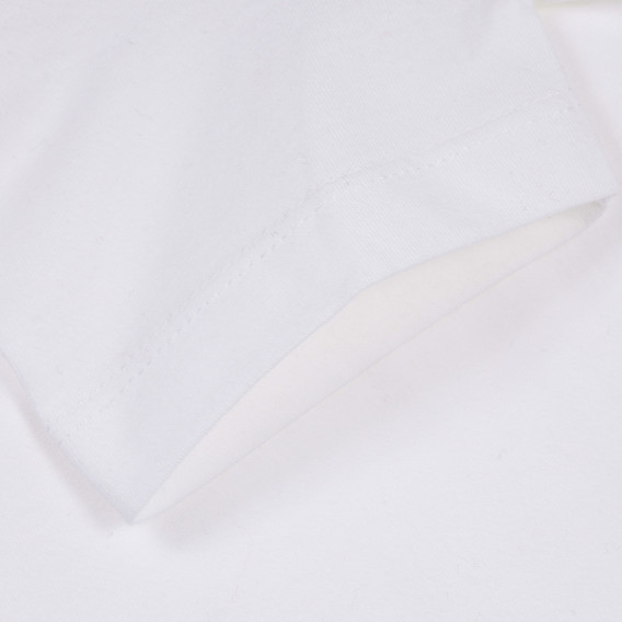 Tricou din bumbac cu inscripția mărcii, în alb Benetton 260539 3