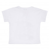 Tricou din bumbac cu imprimeu pisică, alb Benetton 260556 4