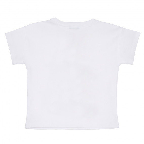 Tricou din bumbac cu imprimeu pisică, alb Benetton 260556 4