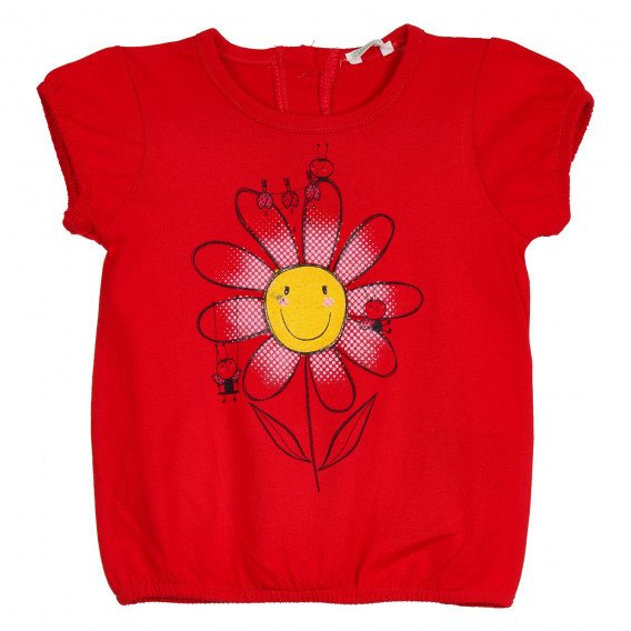 Tricou cu imprimeu de flori pentru bebeluși, roșu Benetton 260565 