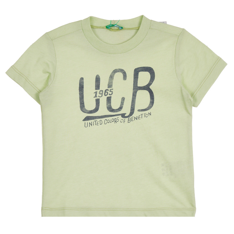 Tricou din bumbac cu numele de marcă pentru bebeluș, verde deschis  260577