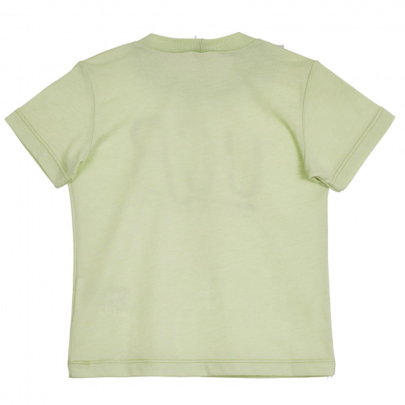Tricou din bumbac cu numele de marcă pentru bebeluș, verde deschis Benetton 260580 4