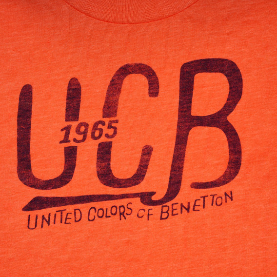 Tricou din bumbac cu numele de marcă pentru bebeluș, portocaliu Benetton 260582 2