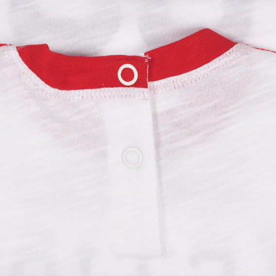 Tricou din bumbac cu accente roșii pentru bebeluș, alb Benetton 260631 3