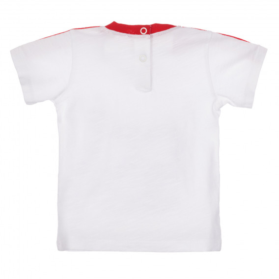Tricou din bumbac cu accente roșii pentru bebeluș, alb Benetton 260632 4