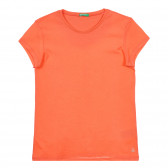 Tricou din bumbac cu sigla mărcii, portocaliu Benetton 260708 