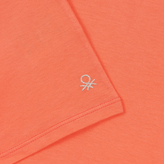 Tricou din bumbac cu sigla mărcii, portocaliu Benetton 260709 2