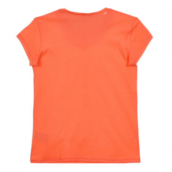 Tricou din bumbac cu sigla mărcii, portocaliu Benetton 260711 4