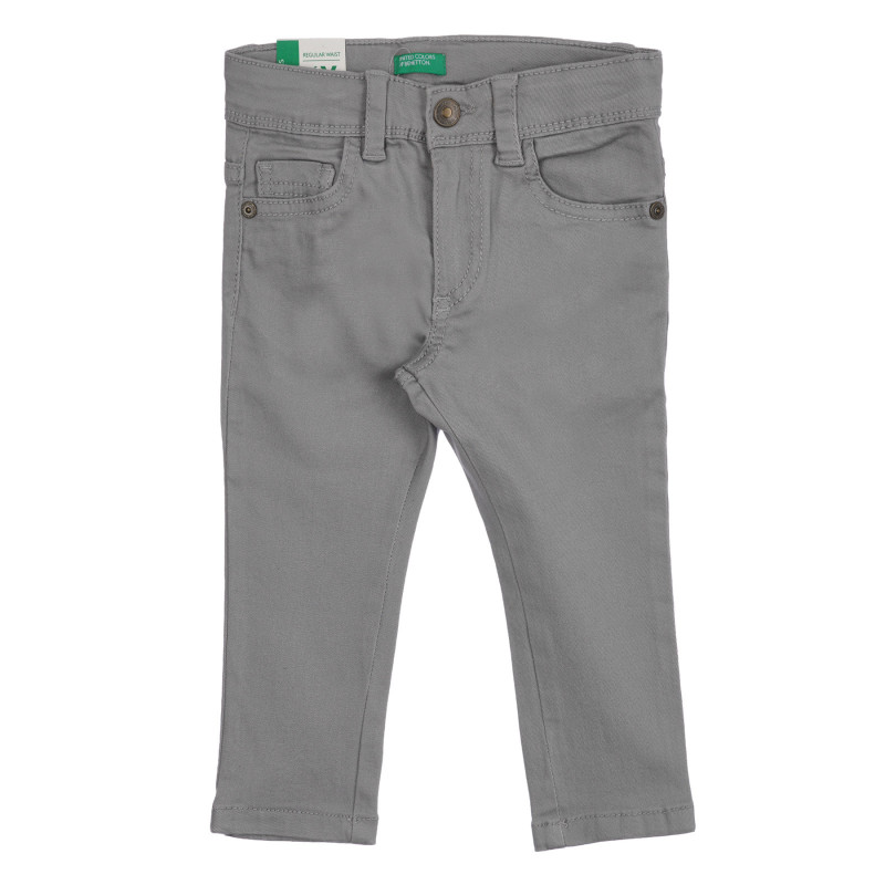 Pantaloni din bumbac cu sigla mărcii, gri, marca Benetton  260788