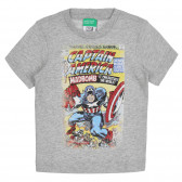Tricou din bumbac cu imprimeu Captain America, gri Benetton 260866 