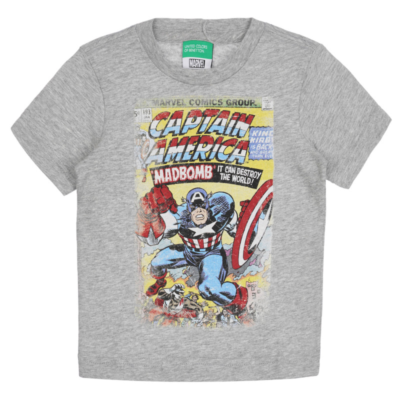 Tricou din bumbac cu imprimeu Captain America, gri  260866