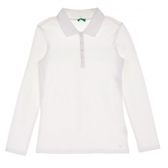 Bluză din bumbac cu mâneci lungi, albă, marca Benetton Benetton 260886 