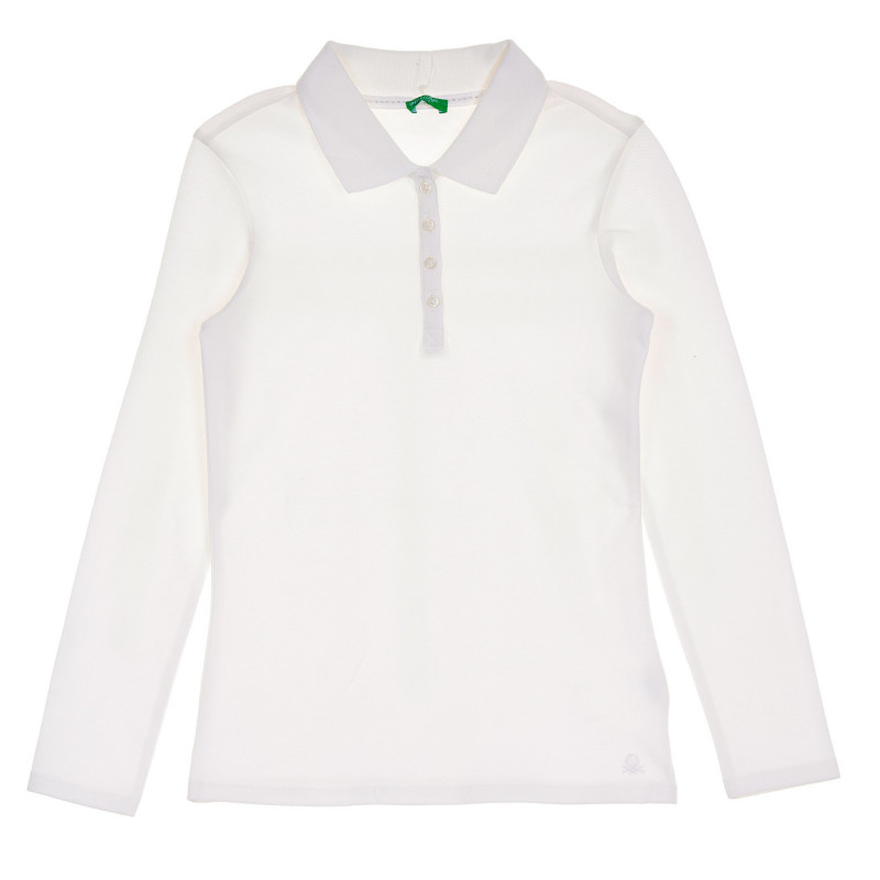 Bluză din bumbac cu mâneci lungi, albă, marca Benetton  260886