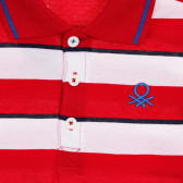 Bluză din bumbac în dungi roșii și albe cu accente albastre Benetton 260942 2
