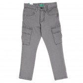 Pantaloni cu buzunare laterale, gri, marca Benetton Benetton 260965 