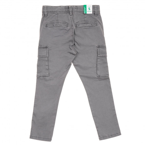 Pantaloni cu buzunare laterale, gri, marca Benetton Benetton 260967 3