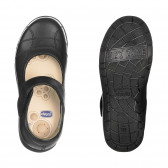Pantofi balerini din piele cu cusături decorative, negru Chicco 261060 3