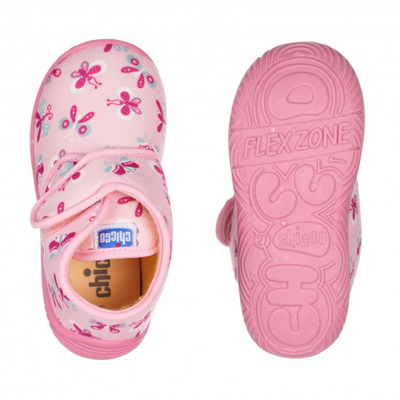 Papuci cu imprimeu fluture, roz Chicco 261229 3