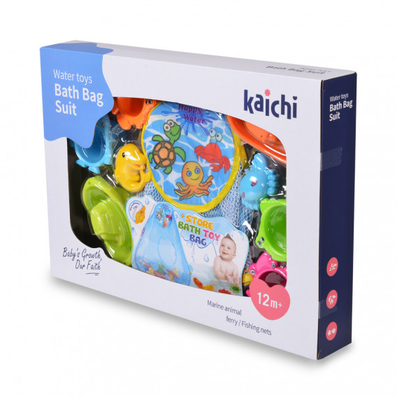 Set de jucării de baie, matrite și animale, cu plasă Kaichi 261716 2