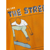 Bluză din bumbac organic cu imprimeu skateboarder, portocalie Name it 262178 3