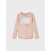 Bluză din bumbac organic cu imprimeu floral și cer, roz Name it 262240 