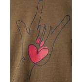 Bluză din bumbac organic cu imprimeu inimă, maro Name it 262251 3