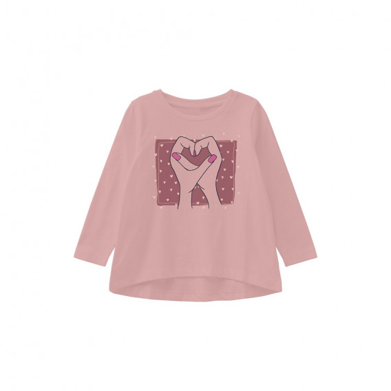 Bluză din bumbac organic cu imprimeu inimă, roz Name it 262252 