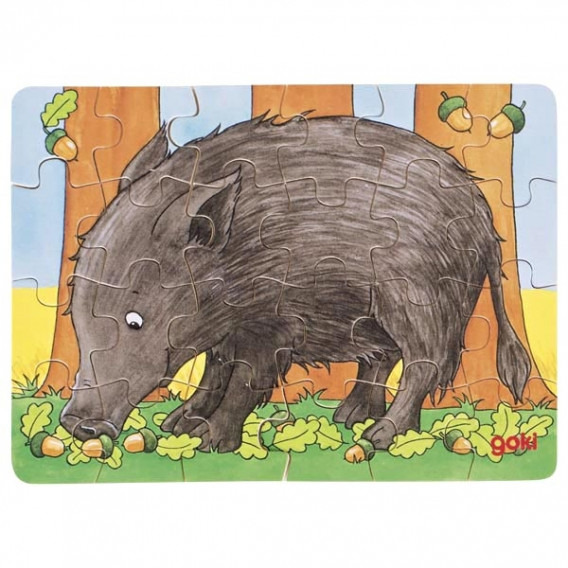 Mini puzzle - Animale din pădure - sortiment Goki 262764 