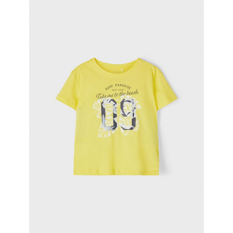 Tricou din bumbac organic cu imprimeu grafic, de culoare galbenă  263059