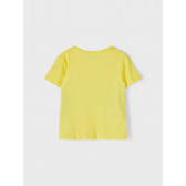 Tricou din bumbac organic cu imprimeu grafic, de culoare galbenă Name it 263060 2