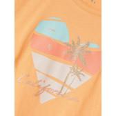 Tricou din bumbac organic cu imprimeu inimă și palmă, portocaliu Name it 263070 3