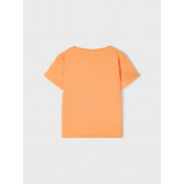 Tricou din bumbac organic cu imprimeu de surf și palmieri, portocaliu Name it 263108 2