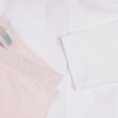 Set de bluză și pantaloni cu picior întreg, din bumbac, alb și roz Chicco 263457 4