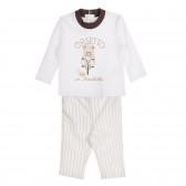 Set - bluză din bumbac și pantaloni pentru bebeluși, de culoare albă Chicco 263515 