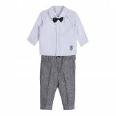 Set de cămașă și pantaloni pentru bebeluși din bumbac, în albastru și gri Chicco 263579 