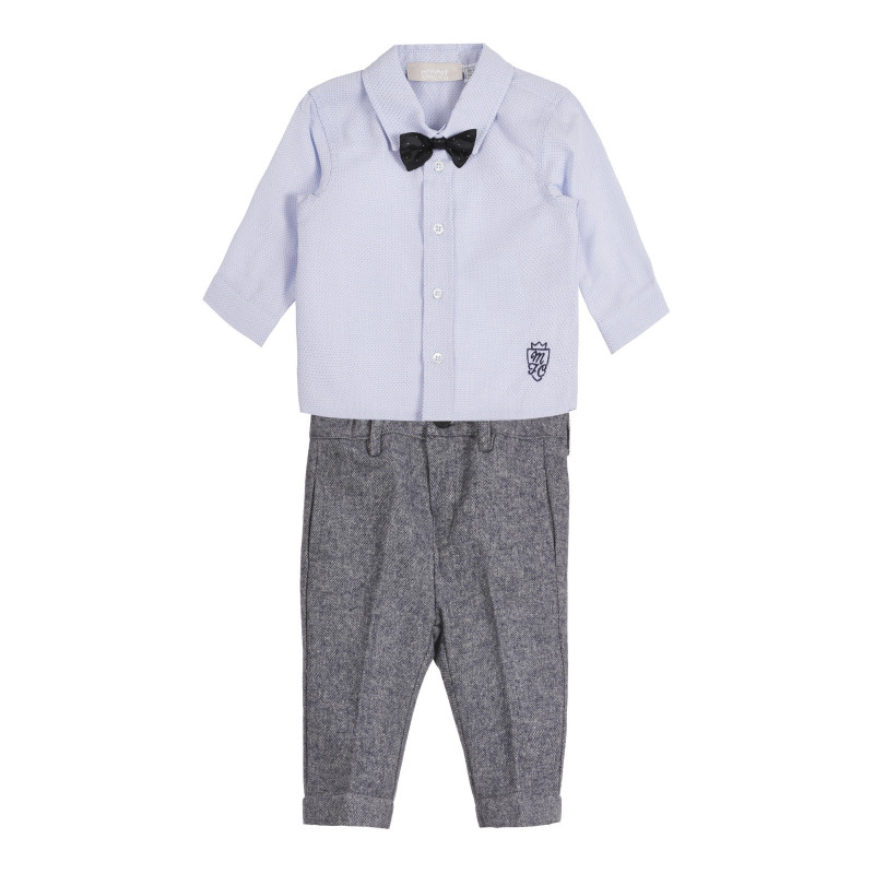 Set de cămașă și pantaloni pentru bebeluși din bumbac, în albastru și gri  263579