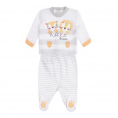 Bluză din bumbac și botine pentru bebeluși în alb și gri Chicco 263601 