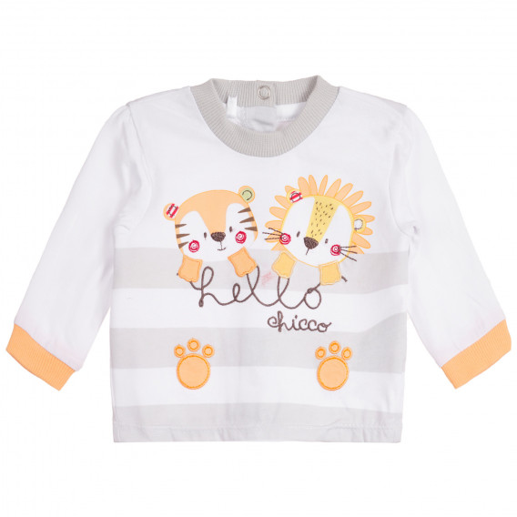 Bluză din bumbac și botine pentru bebeluși în alb și gri Chicco 263602 2