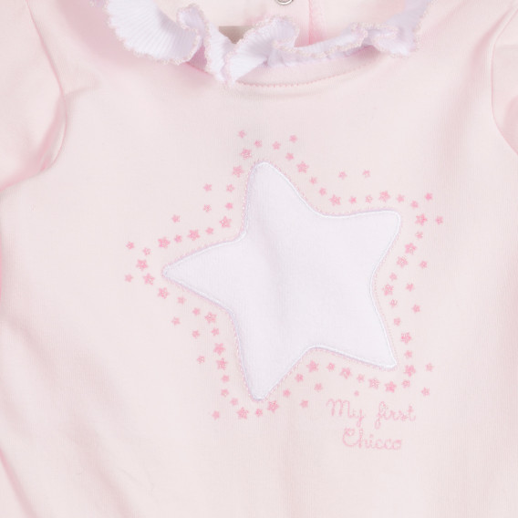Salopetă din bumbac cu stea, pentru bebeluși, roz Chicco 263623 3