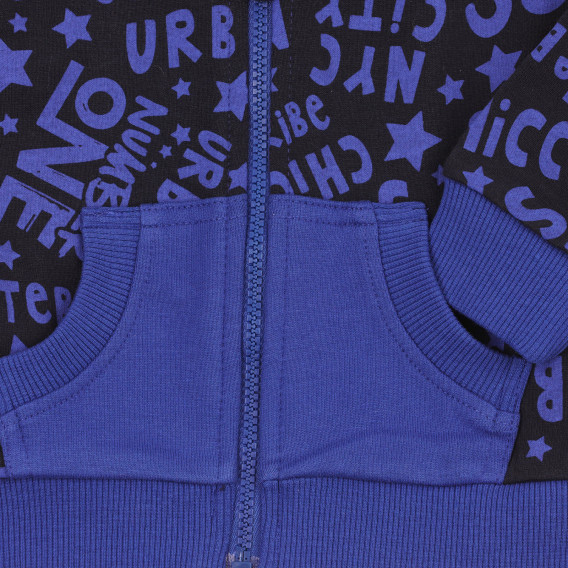 Hanorac de bumbac cu inscripții pentru bebeluși, albastru Chicco 264093 2