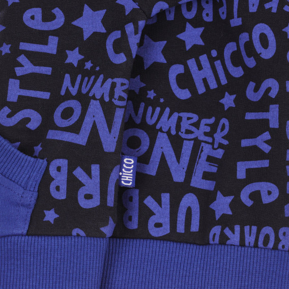 Hanorac de bumbac cu inscripții pentru bebeluși, albastru Chicco 264094 3